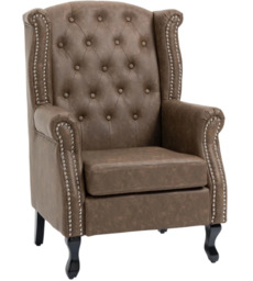 Chesterfield Style Wing Back Armchair Tufted Accent Chair Seat