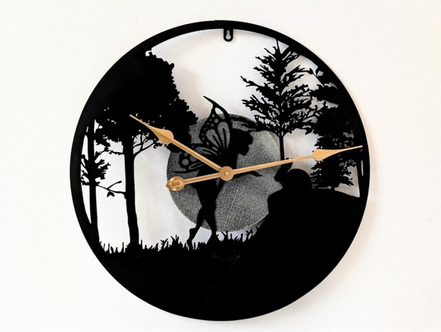 Primus Fairy In Forest Silhouette Wall Clock - 50cm X 50cm X 2cm
