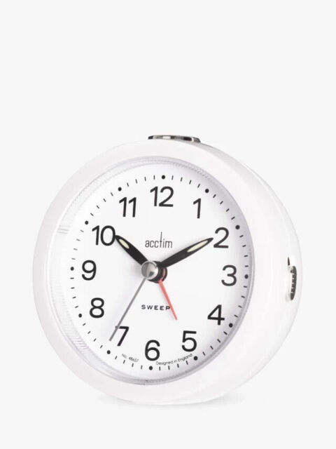 Acctim Elana Non-ticking Sweep Analogue Alarm Clock, White - Rrp
