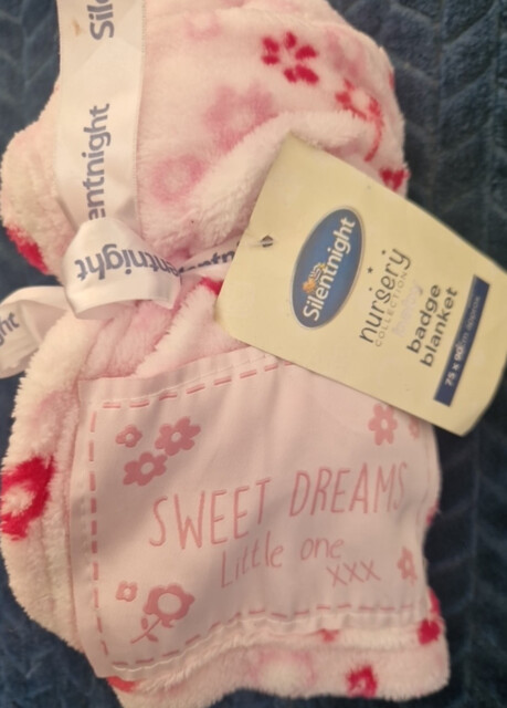 Silentnight Pink Fleece Blanket Floral Flowers Sweet Dreams Little One