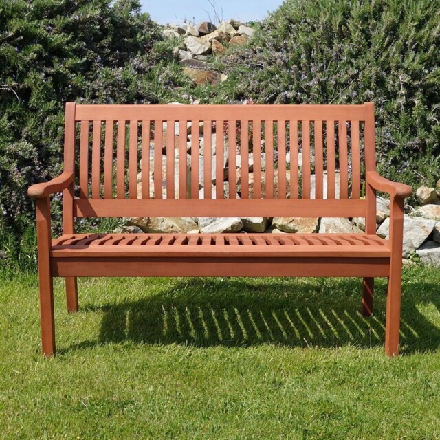 4ft Hardwood 2 Person Seater Wooden Garden Patio Bench Seat Outdoor