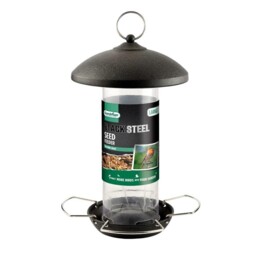 Bird Feeder Large Sunflower Hearts Durable Steel Rain Resistant Black