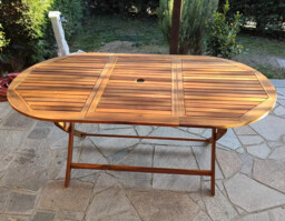 Large Garden Dining Table Solid Wood Folding Rustic Wooden Oval Patio