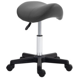 Saddle Stool Grey Pu Sponge Steel Adjustable 45-57cm 48x47x57cm Salon
