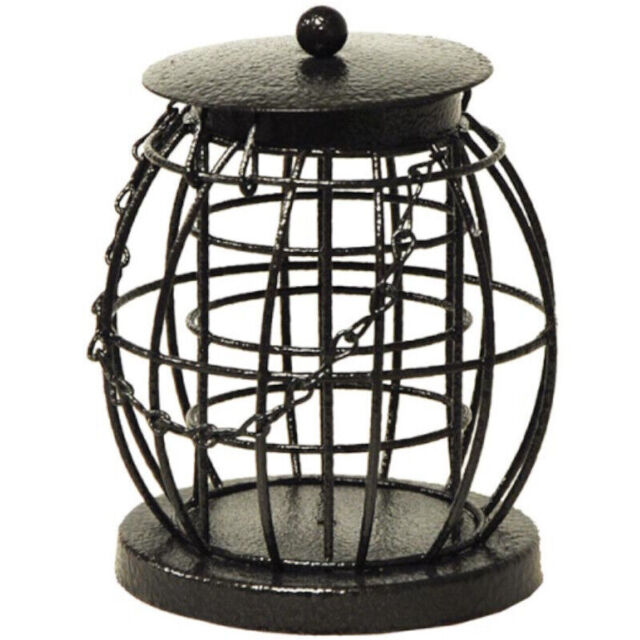 Wild Bird Feeder Suet Fat Balls Lantern Cage Deluxe Metal Hanging