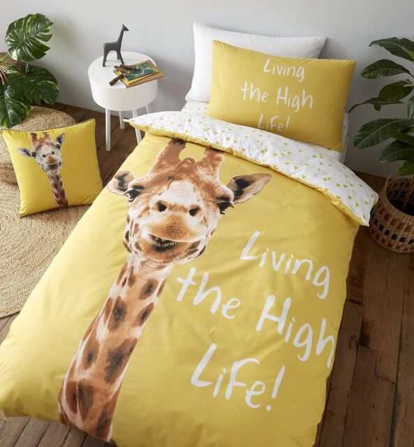 Catherine Lansfield Giraffe Reversible Single Duvet Cover Set With