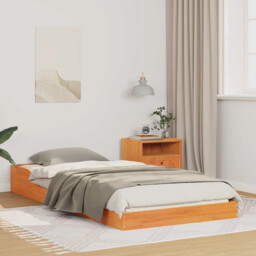 Bed Frame Wax Brown Solid Pine Wood Vidaxl