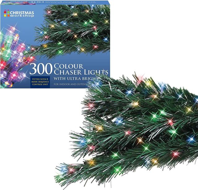 300 Led Chaser Christmas Lights Multi Coloured Indoor & Outdoor Home
