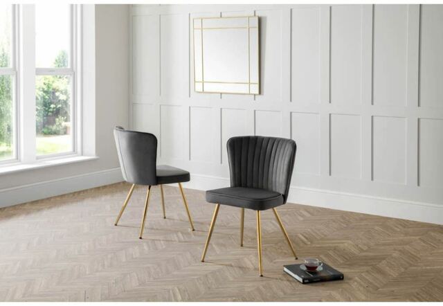 Julian Bowen Cannes Grey & Blue Velvet Dining Chair