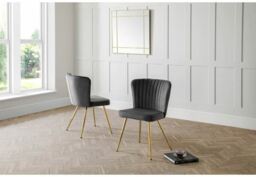 Julian Bowen Cannes Grey & Blue Velvet Dining Chair