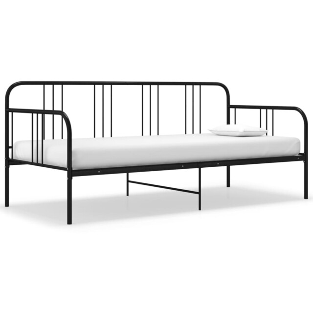 Sofa Bed Black Powder-coated Metal 206x95x88cm Daybed 90x200cm