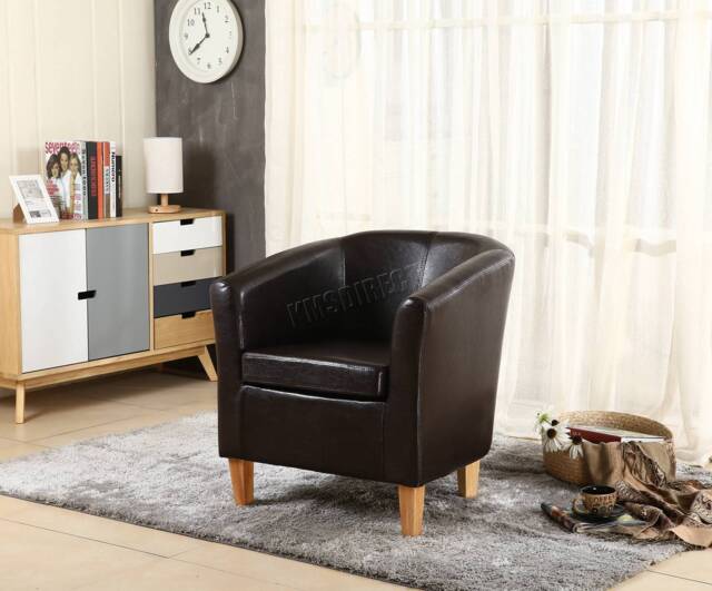 Tub Chair Pu Faux Leather Armchair Office Reception Sofa Living Room