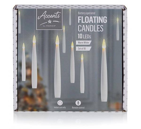 Premier 10pcs 15cm Floating Christmas Candle Decorations W/ Remote