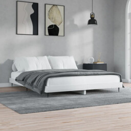 Bed Frame High Gloss White 120 X 200 Cm Engineered Wood Metal Legs