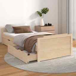 Bed Frame With Drawers Solid Wood Pine 90x200 Cm Vidaxl