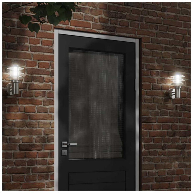 Outdoor Wall Light Silver Stainless Steel & Pc 15.5x15.5x28cm Ip44 E27