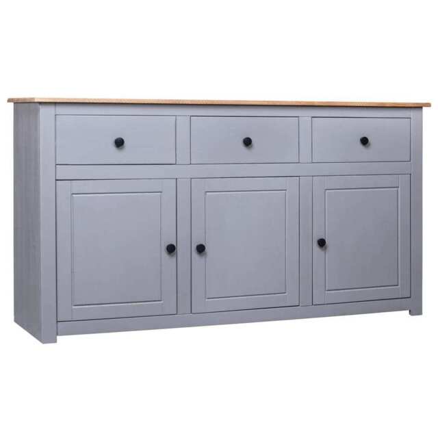 Sideboard Grey 135x40x80 Cm Solid Pinewood Panama Range Vidaxl