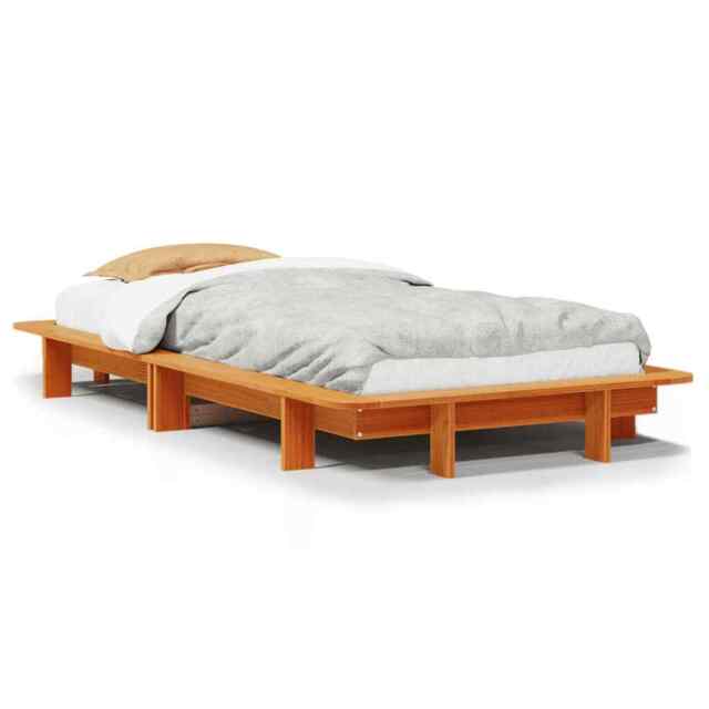 Bed Frame Wax Brown 90x190 Cm Single Solid Wood Pine Vidaxl