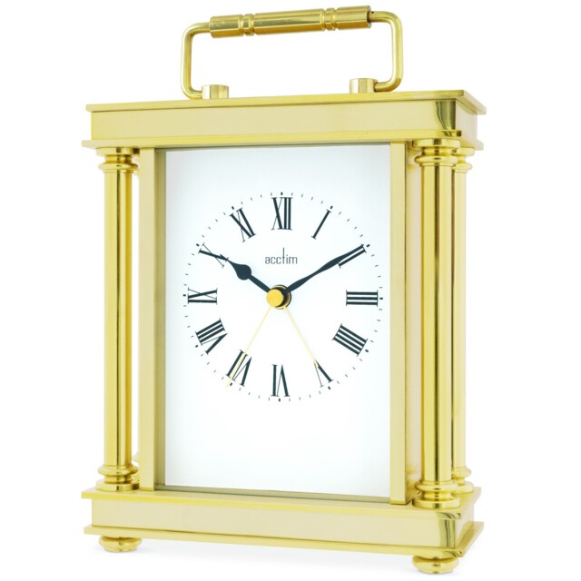 Acctim Marlow Mantel Clock Quartz Metal & Glass Carriage Clock Gold