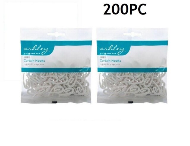 200 Pcs White Curtain Hooks Plastic Nylon Gliders Curtain Header Tape
