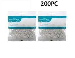 200 Pcs White Curtain Hooks Plastic Nylon Gliders Curtain Header Tape