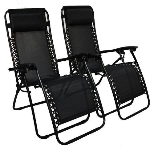 2 X Heavy Duty Textoline Zero Gravity Reclining Garden Sun Lounger
