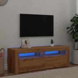 Tv Cabinet With Led Lights Artisan Oak 120x35x40 Cm Engineered Wood