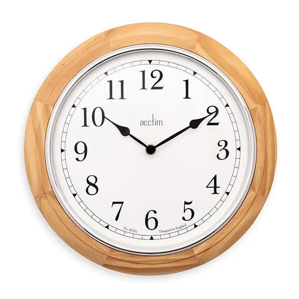 Wall Clock Light Wood Acctim Winchester Easy Read Classic Round Home