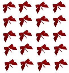 20x Red Velvet Bows Christmas Tree Decoration Tinsel 6cm Bow Baubles