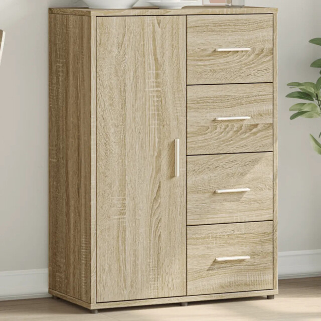 Sideboard Sonoma Oak 60x31x84cm Engineered Wood Slim Storage Cabinet