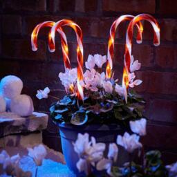 Set Of 8 Light Up Candy Cane Garden Path Stake Outdoor Christmas