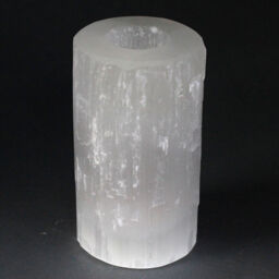 15cm Cylinder Natural White Selenite Crystal Tea Light Candle Holder