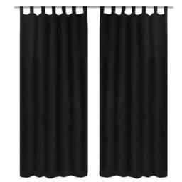 2 Pcs Black Micro-satin Curtains With Loops 140 X 175 Cm Vidaxl