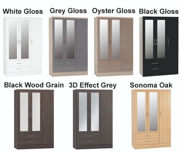 Nevada Grey Gloss Bedroom Furniture Range Wardrobe Chest Drawers