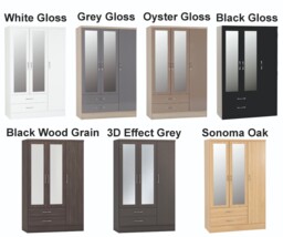 Nevada Grey Gloss Bedroom Furniture Range Wardrobe Chest Drawers
