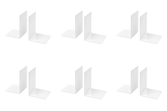 Osco White High Gloss Medium Bookends - 6 Pairs - Two Bookends - Clear