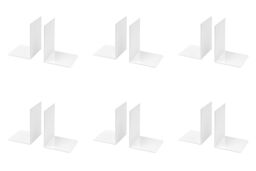 Osco White High Gloss Medium Bookends - 6 Pairs - Two Bookends - Clear