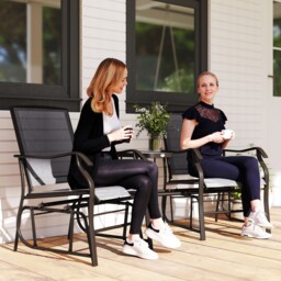 Double Glider Rocking Chairs Garden Table Conversation Duo Set Grey