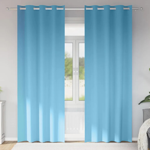 Curtains With Curtains 2 Pcs Light Blue Polyester Vidaxl