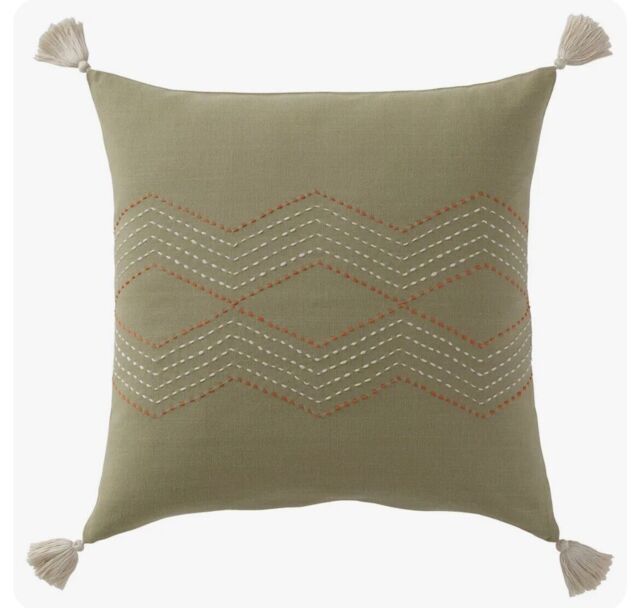 Ikea Hallvi Reversible Handmade Tassle Cushion Cover, 100% Cotton,