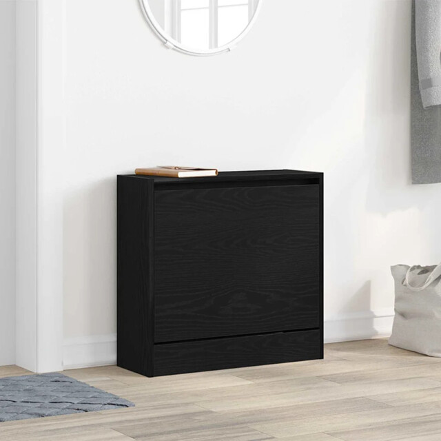 Shoe Cabinet Black Oak 60 X 21 X 57 Cm Engineered Wood Vidaxl