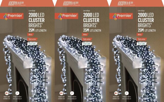 3x Premier 2000 Led Cluster Indoor Outdoor Action Christmas Tree