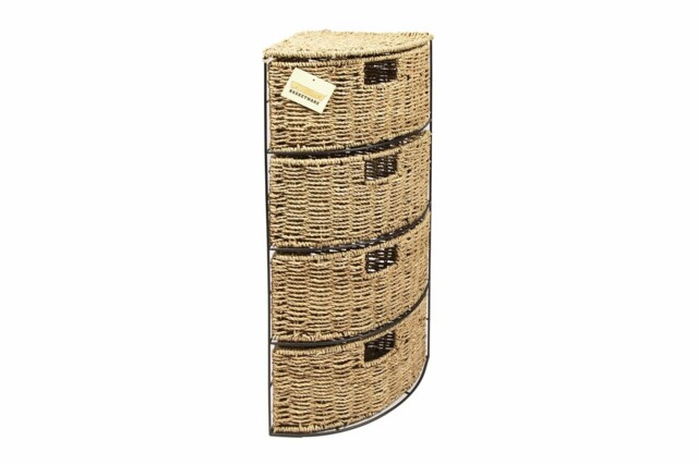 4 Drawer Corner Seagrass Storage Bathroom Bedroom Tidy Cabinet Unit