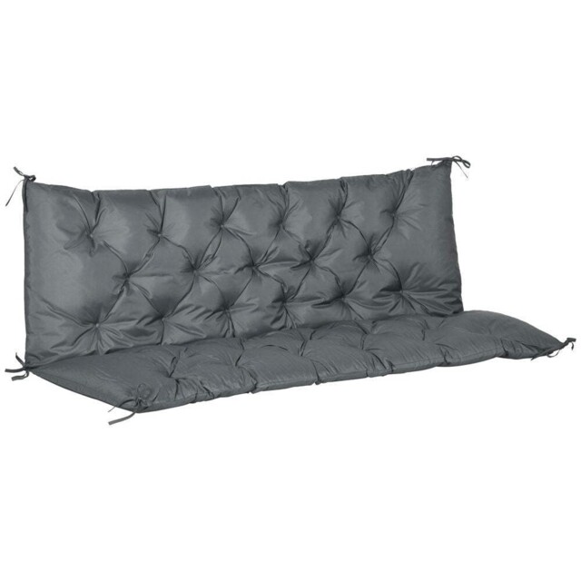 Premium Dark Grey Garden Bench Cushion - Extra Comfort With Ties -