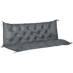 Premium Dark Grey Garden Bench Cushion - Extra Comfort With Ties -