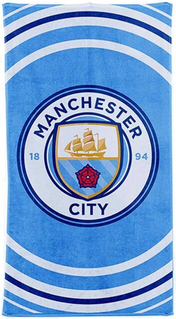 Manchester City F.c Beach Bath Towel 100% Cotton Blue Club Crest