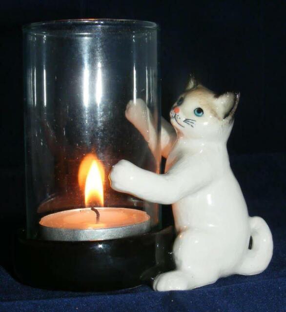 Klima Porcelain Cat Candle Holder Siamese L674