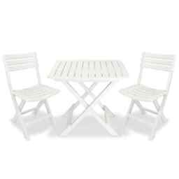3 Piece Folding Bistro Set Plastic White Vidaxl