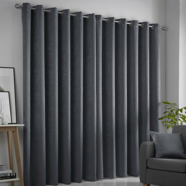 Eyelet Ready Made Curtains Dim Out Fabric Strata Choice Of Colours &