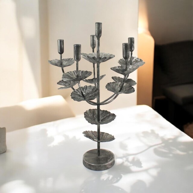 Candle Holder Silver Metal 57cm H X 36x34cm Hand-finished Elegant Home